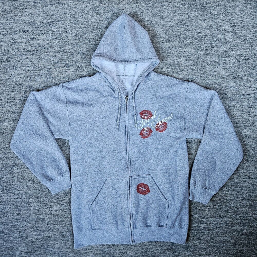 OFFICIAL Sabrina Carpenter Short n Sweet Tour 2024 Grey Zip Up Hoodie SMALL